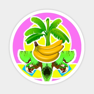 Banana Tree with Bananas and Tropical Parrot Magnet